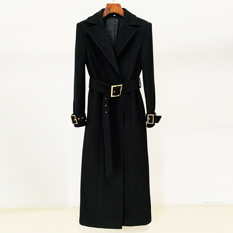 Plaid Long Wool Blend Coat Elegant Casual Outerwear