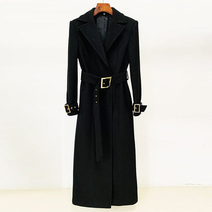 Plaid Long Wool Blend Coat Elegant Casual Outerwear