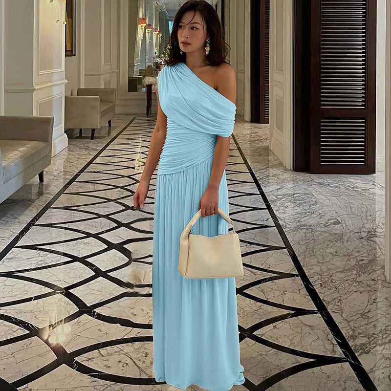 Trendy Off-Shoulder Ruched Dress Elegant Maxi Dress