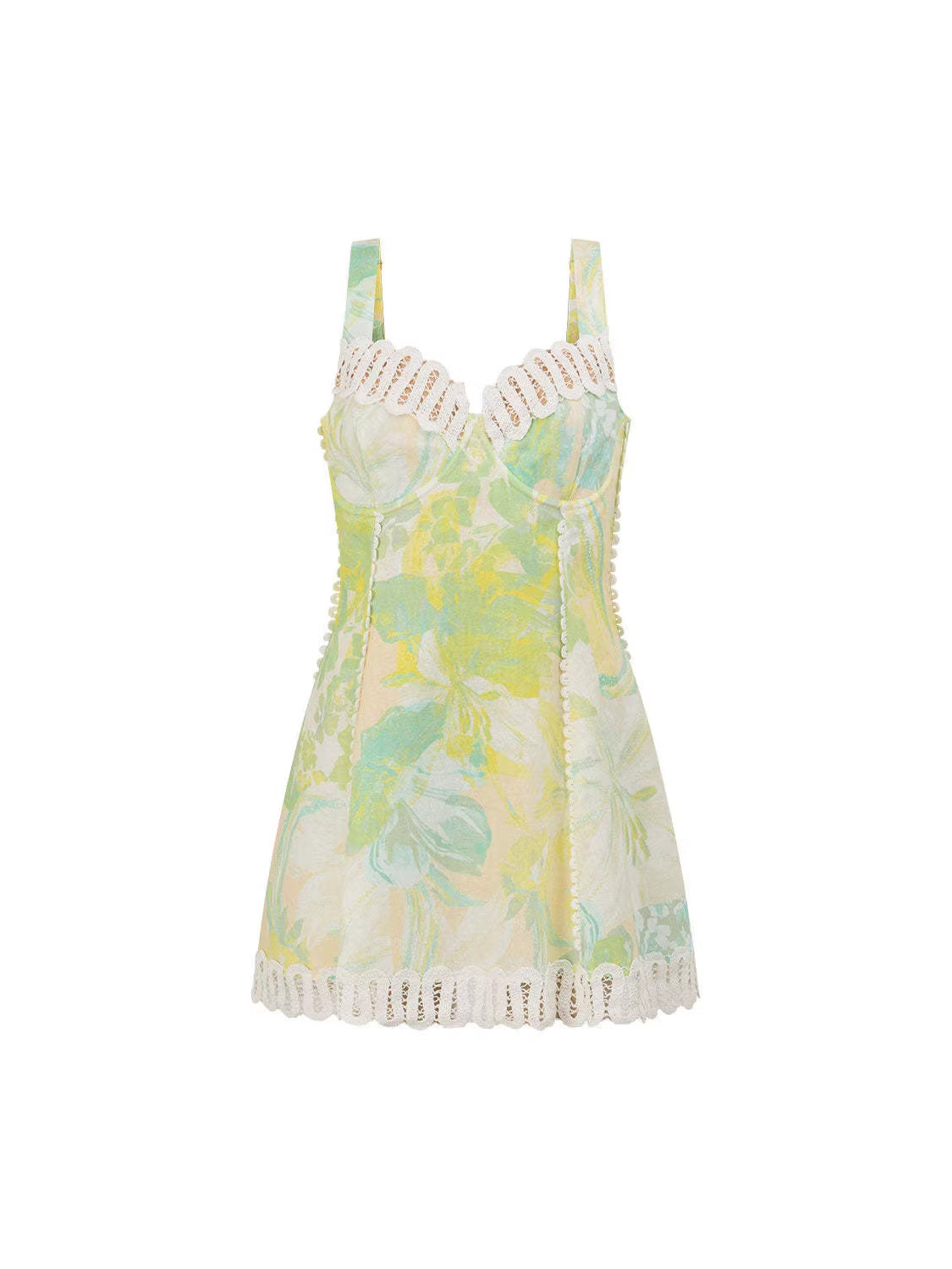 Elegant Floral Lace V-Neck Bodycon Linen Dress