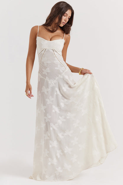 Backless String Tie Lace Sexy Long Dress