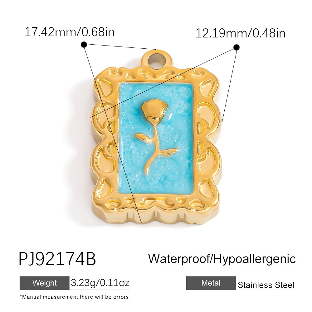 Evil Eye Hamsa Pendant Necklace Stainless Steel 18K Gold DIY Vintage Floral Charm