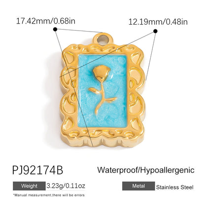 Evil Eye Hamsa Pendant Necklace Stainless Steel 18K Gold DIY Vintage Floral Charm