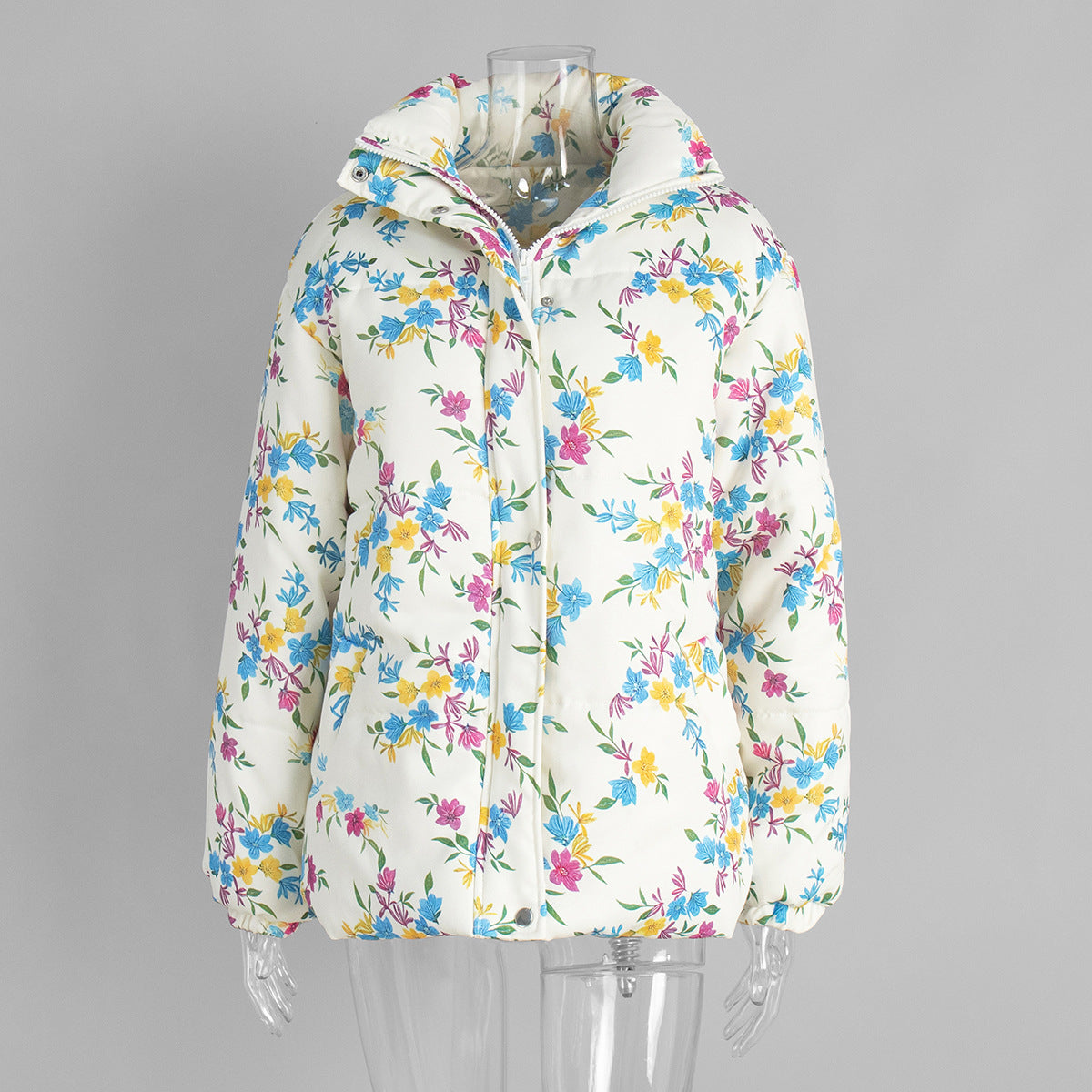 Trendy Women's Floral Print Cotton Jacket Cozy All-Season Outerwear