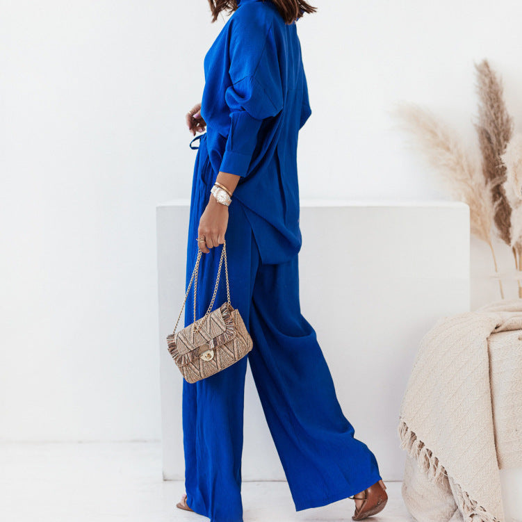 Women's Two-Piece Set High-Waisted Trousers Casual Stylish