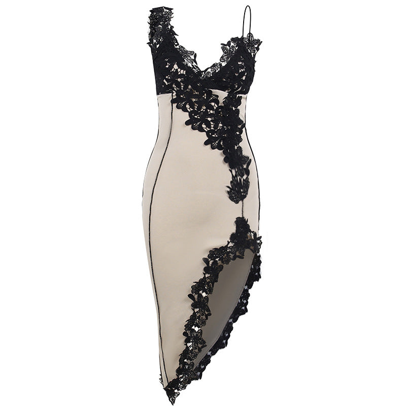 Deep V Necks Lace Bodycon Dress for Parties