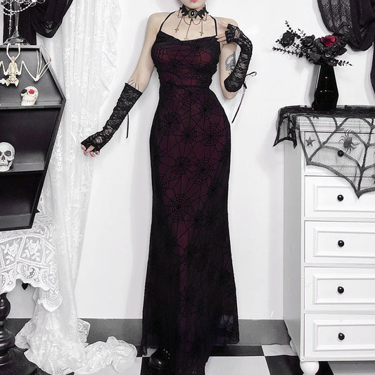 Spider Web Backless Summer Dress Sexy V-Neck
