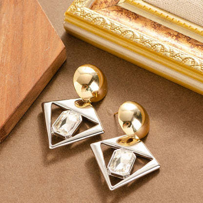 Geometric Crystal Drop Earrings For Women - Fashionable And Elegant