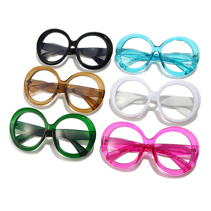 Oversized Round Frame Sunglasses with Anti-Blue Light Lenses