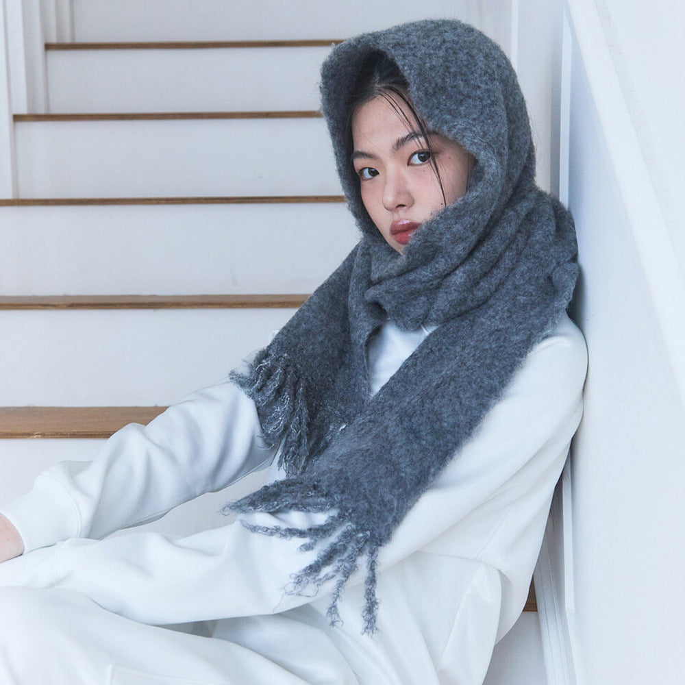 Solid Color Knitted Scarf for Women