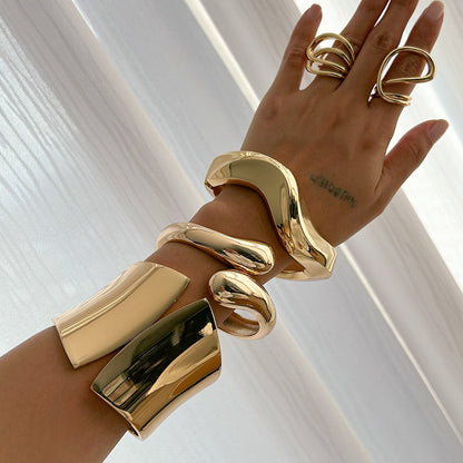 Geometric Cross-Design Alloy Bracelet Set