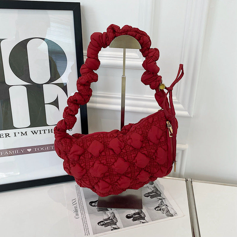 Chic Puffed Women's Shoulder Bag Trendy Nylon Crossbody Bag