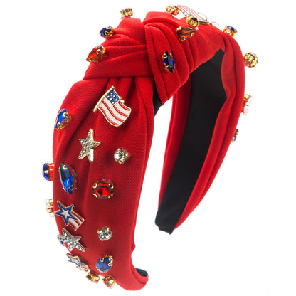 Creative Independence Day Headband with Knot and Rhinestones