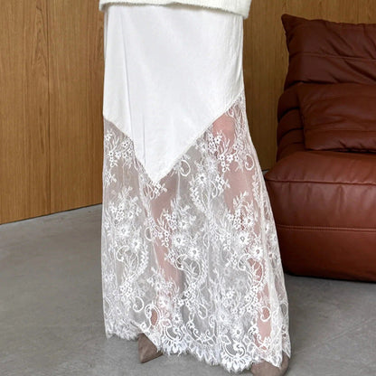 Elegant Lace Panel Sheath Skirt for Women
