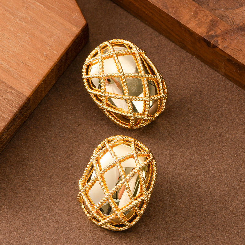 Geometric Hoop Earrings Stylish Copper Silver Plated