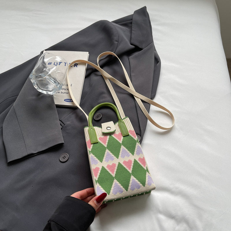 Fashionable Simple Knit Crossbody Phone Bag