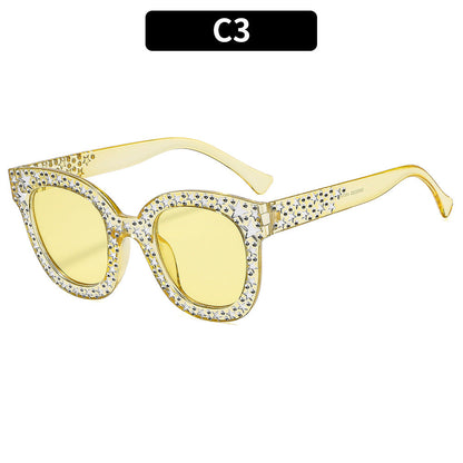 Fashionable Square Frame Sunglasses With Glitter Accents