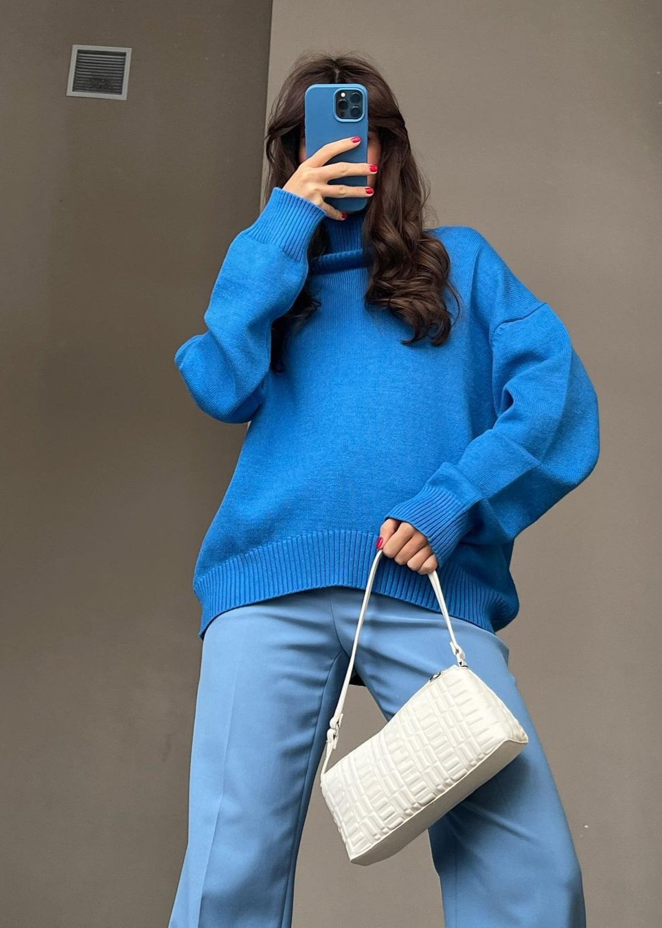 High Neck Knit Sweater Soft Knit Fabric