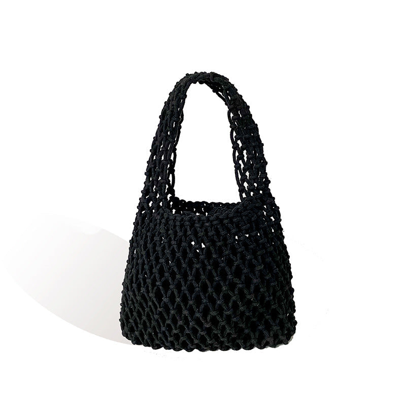 Stylish Woven Tote Bag Cotton Rope Handbag Weekend Casual
