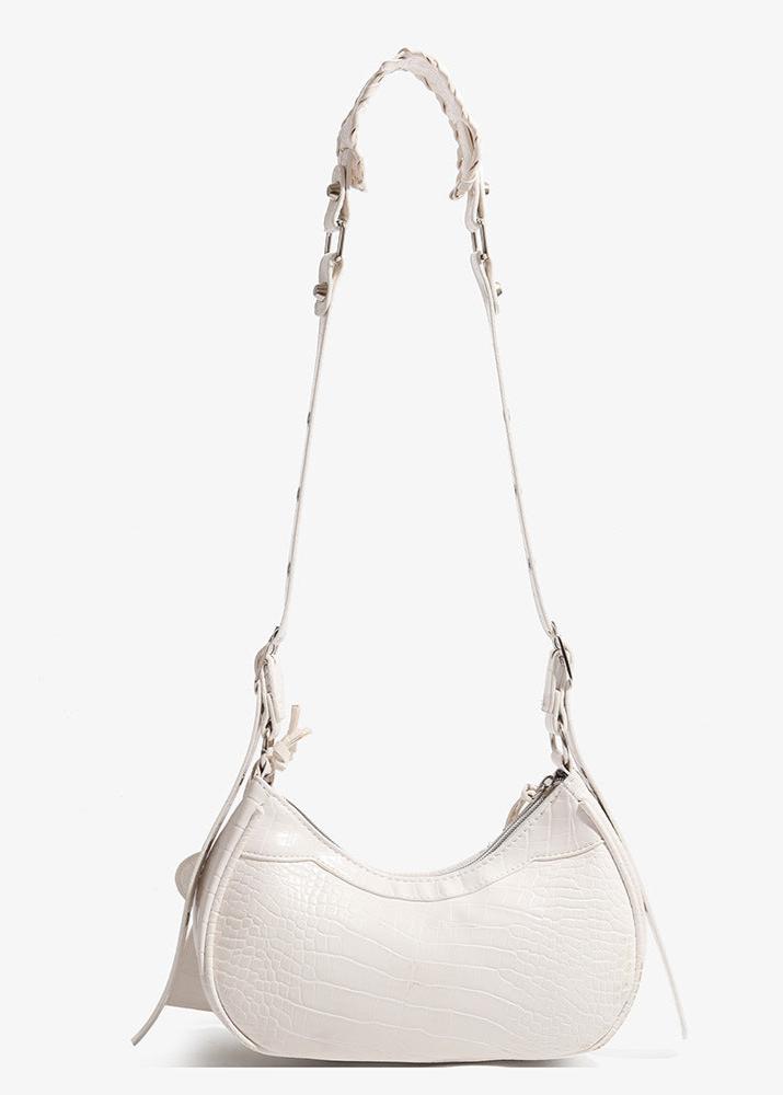 Croc Embossed PU Leather Crescent Bag