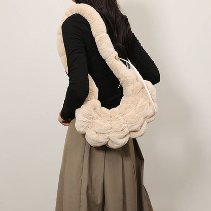 Trendy Plush Croissant Cloud Bag Soft Casual Shoulder Bag