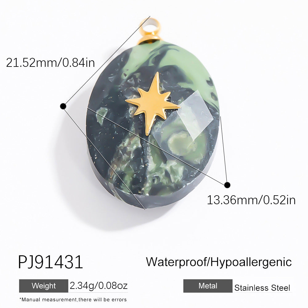 Butterfly Pendant Necklace Natural Stone Stainless Steel Jewelry