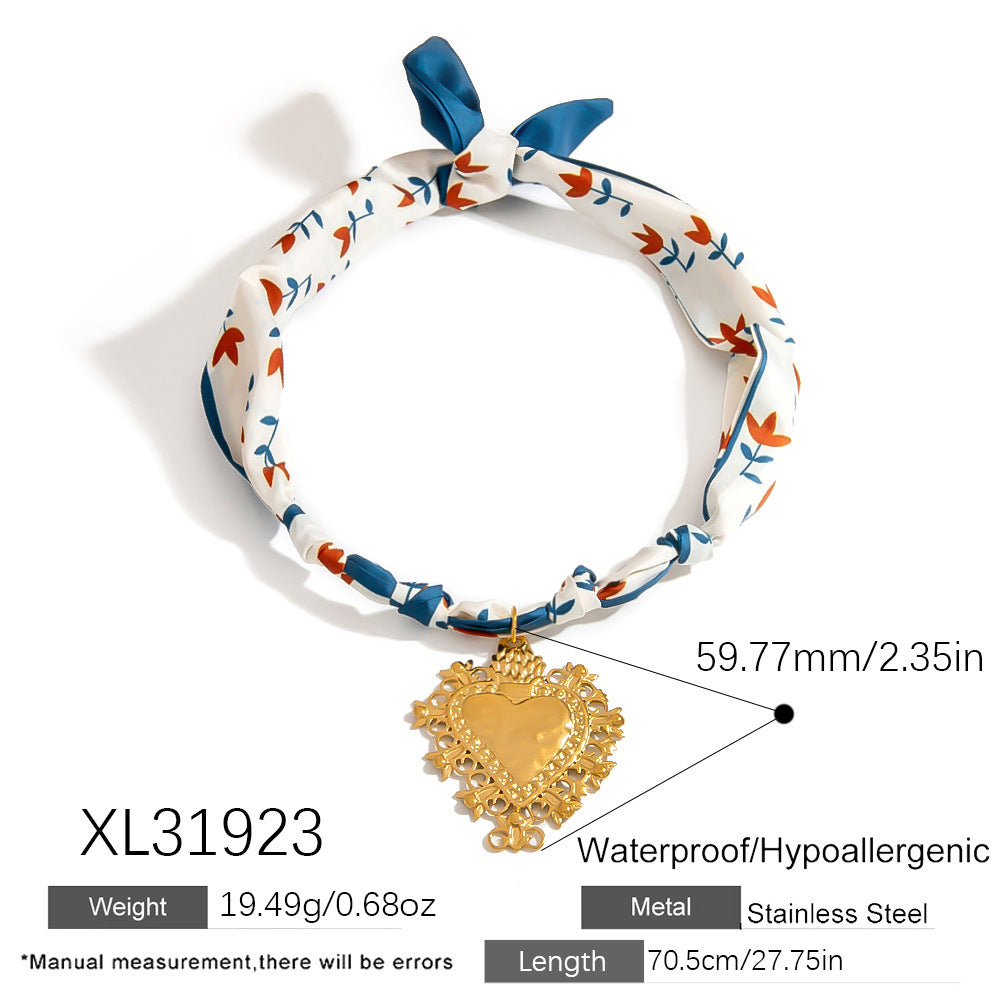 Stainless Steel Scarf Necklace with Fruit and Animal Pendants