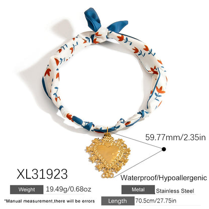 Stainless Steel Scarf Necklace with Fruit and Animal Pendants