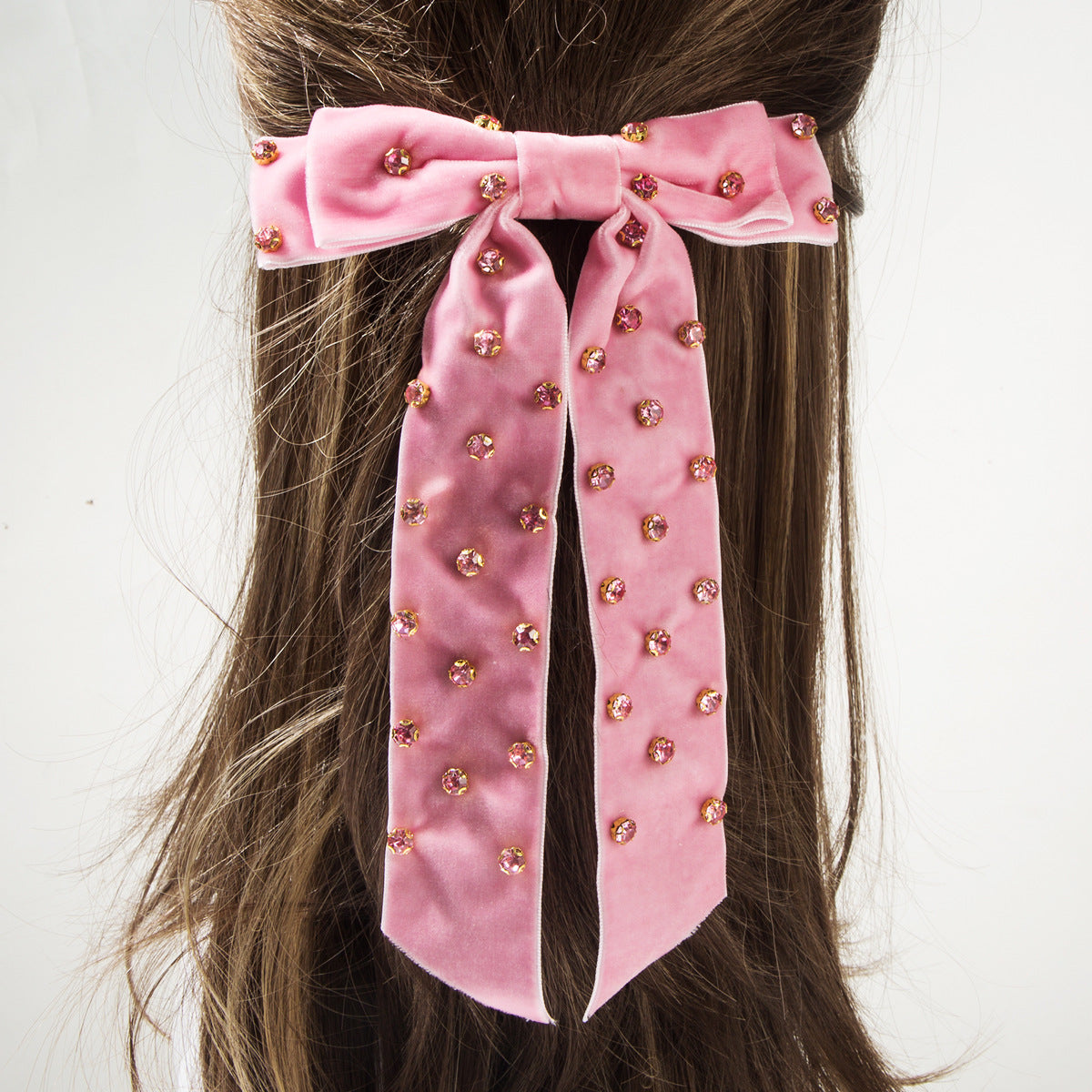 Chic Double Layer Bow Hair Clip with Rhinestones