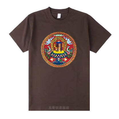 Ten Free Charms Wheel Short Sleeved Men'S/Women'S New Sportswear, Half Sleeved High-End Pure Cotton Couple T-Shirt