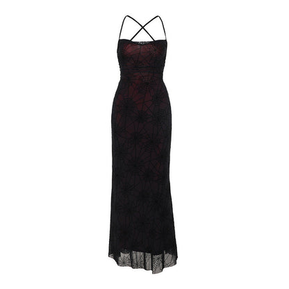 Spider Web Backless Summer Dress Sexy V-Neck