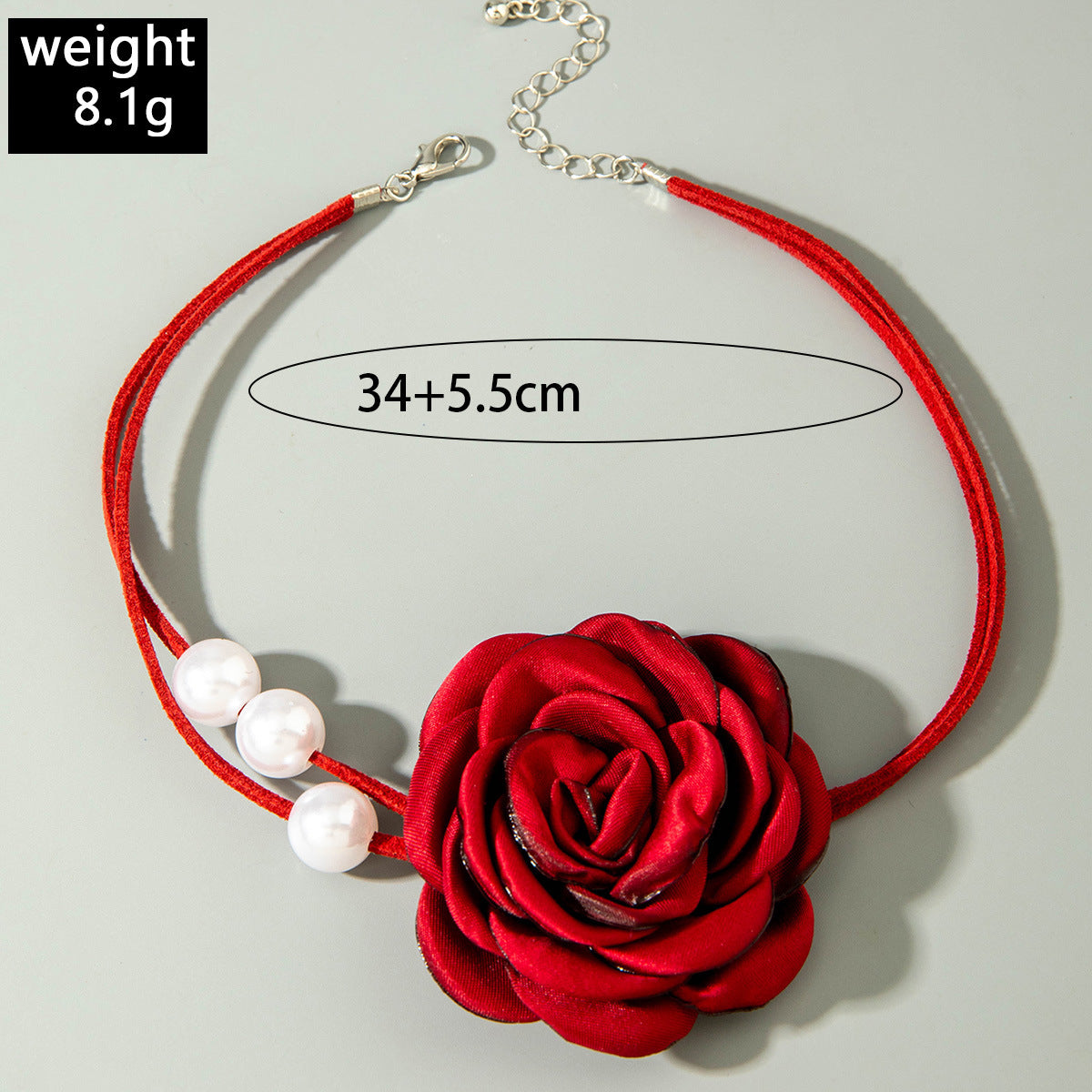 Elegant Rose Camellia Fringe Necklace With Pearl Pendant For Couples