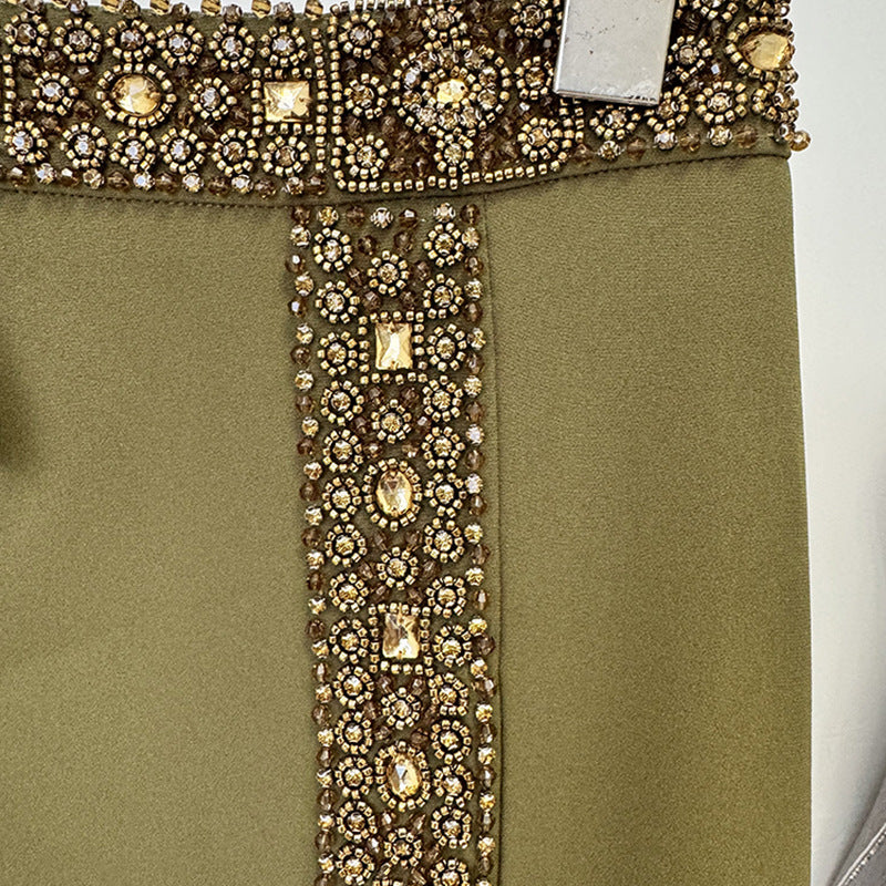 Beaded Halter Neck Top And Slit Maxi Skirt Set