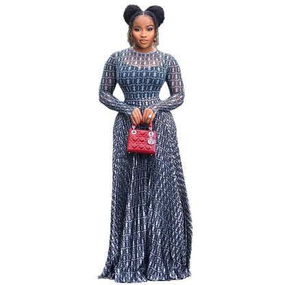 Summer Casual A-Line Dress With Print And Long Sleeves