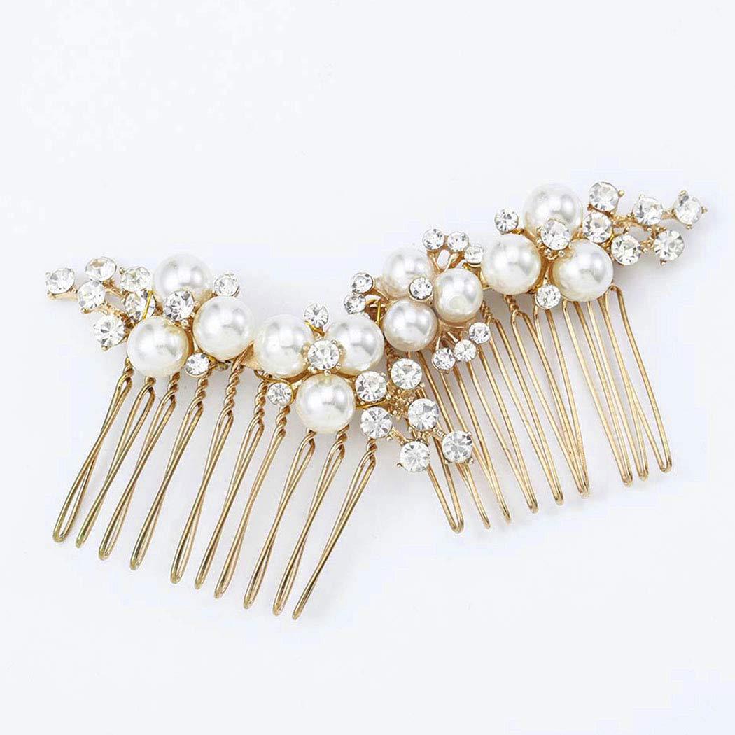 Gold And Silver Floral Hair Combs Set For Weddings