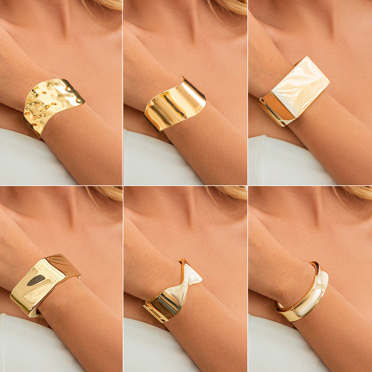 Trendy Irregular Shiny Metal Wide Cuff Bracelet