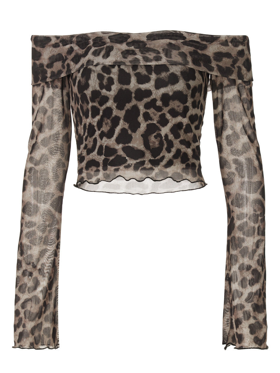 Sexy Off-Shoulder Leopard Print Crop Top for Women
