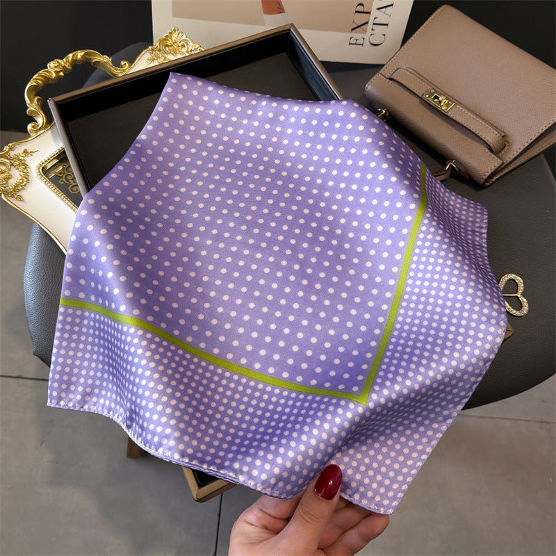 Simple Polka Dot Square Silk Scarf