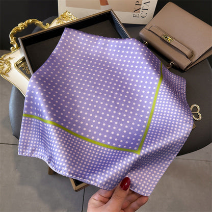 Simple Polka Dot Square Silk Scarf