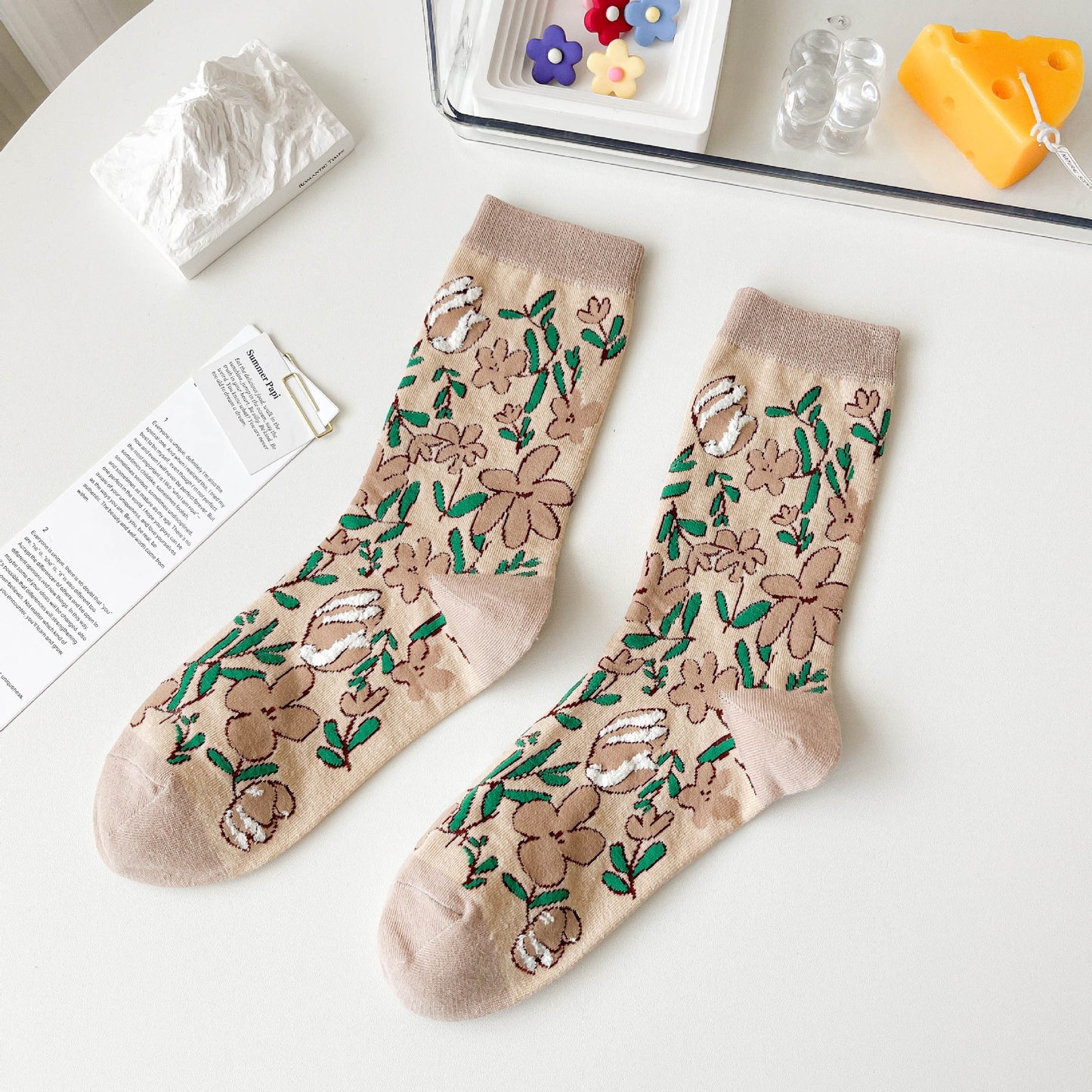 Rufia - Brown Floral Women's Socks