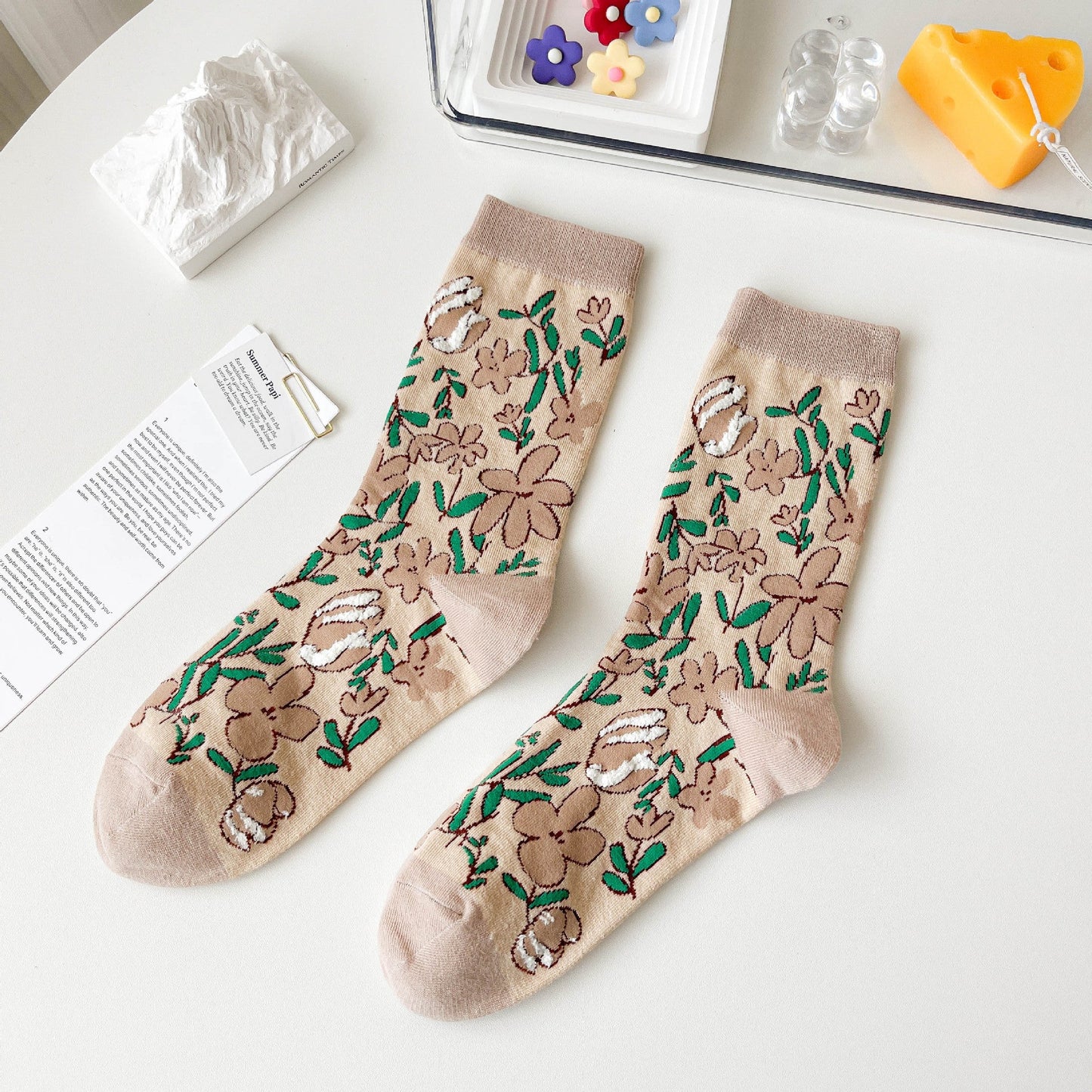 Rufia - Brown Floral Women's Socks