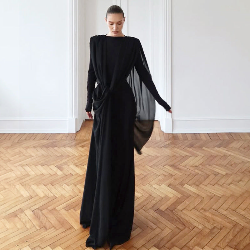 Sexy Slim Fit Irregular Mesh Long Dress