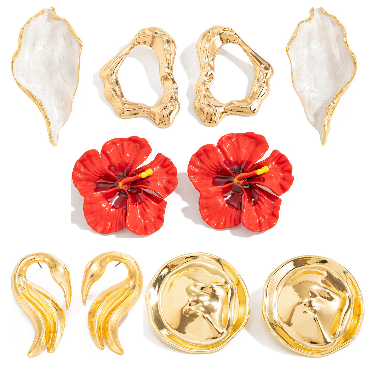 Floral Drop Oil Earrings Trendy Metal Leaf Design