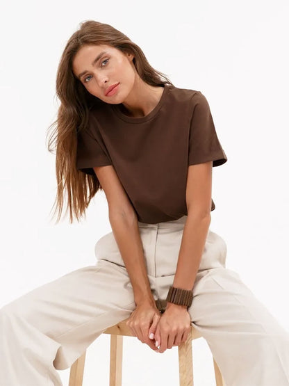 Casual Solid Cotton Short Sleeve T-Shirt for Everyday Wear