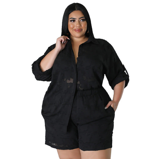 Amazon-Style Hollow Chiffon Two-Piece Outfit Set