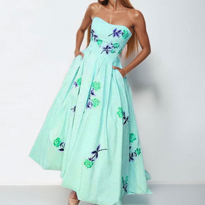 Elegant Floral Print High-Waist Maxi Dress for Women