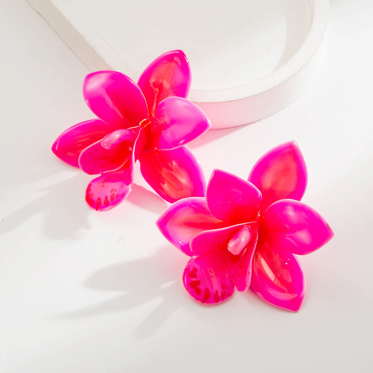 Flower Drop Resin Earrings S925 Silver Studs for Women