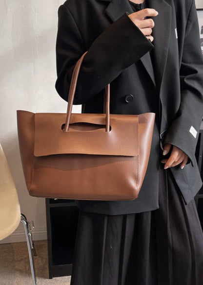 Spacious Pu Tote Bag With Minimalist Flap Design