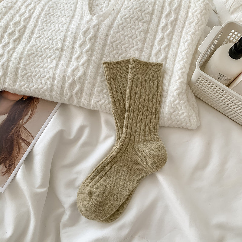 Casual Solid Color Thicken Plush Crew Socks