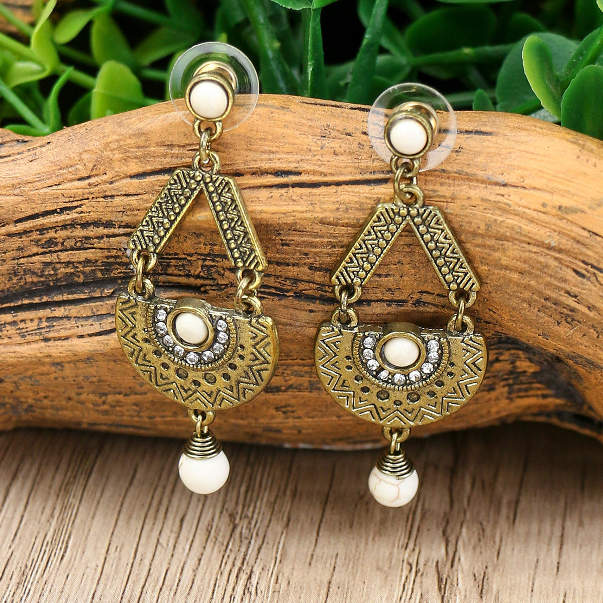 Vintage Style Geometric Alloy Tassel Earrings for Women